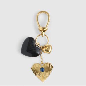 Madewell Black and Gold Heart Keychain